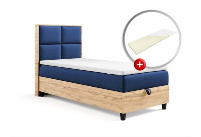 Zestaw Łóżko kontynentalne z płytą i topperem K-2 SINGIEL 100x200