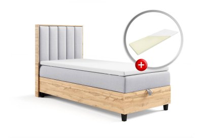 Zestaw Łóżko kontynentalne z płytą i topperem K-10 SINGIEL 70x200