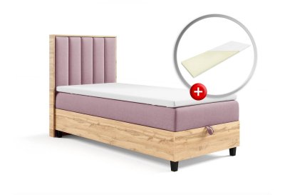 Zestaw Łóżko kontynentalne z płytą i topperem K-10 SINGIEL 80x200