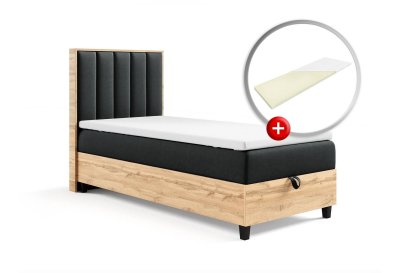 Zestaw Łóżko kontynentalne z płytą i topperem K-10 SINGIEL 90x200
