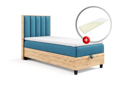 Zestaw Łóżko kontynentalne z płytą i topperem K-10 SINGIEL 100x200