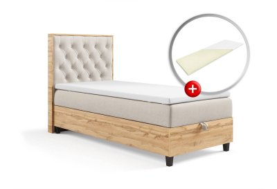 Zestaw Łóżko kontynentalne z płytą i topperem CHESTERFIELD SINGIEL 70x200