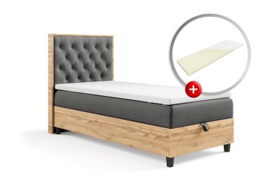 Zestaw Łóżko kontynentalne z płytą i topperem CHESTERFIELD SINGIEL 90x200