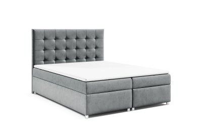 Stylowe łóżko kontynentalne 160x200 z pikowanym wezgłowiem K-12