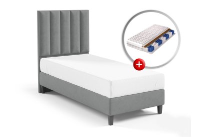 Zestaw do sypialni PIANO łóżko tapicerowane z materacem KARO 70x200