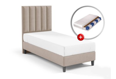 Zestaw do sypialni PIANO łóżko tapicerowane z materacem KARO 100x200