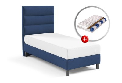 Zestaw do sypialni LINO łóżko tapicerowane z materacem KARO 70x200