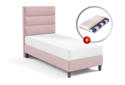 Zestaw do sypialni LINO łóżko tapicerowane z materacem KARO 80x200