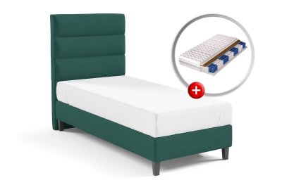 Zestaw do sypialni LINO łóżko tapicerowane z materacem KARO 90x200