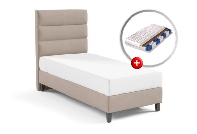 Zestaw do sypialni LINO łóżko tapicerowane z materacem KARO 100x200