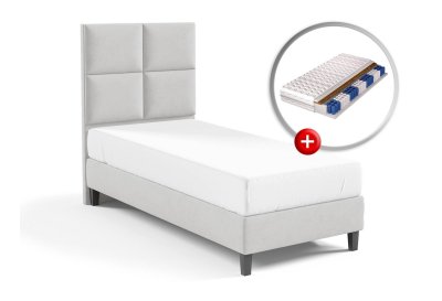 Zestaw do sypialni GOBI łóżko tapicerowane z materacem KARO 100x200