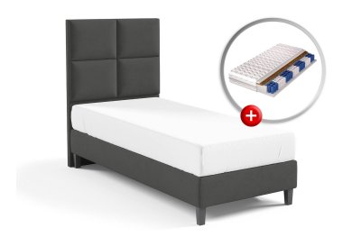 Zestaw do sypialni GOBI łóżko tapicerowane z materacem KARO 80x200