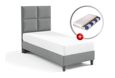 Zestaw do sypialni GOBI łóżko tapicerowane z materacem KARO 70x200